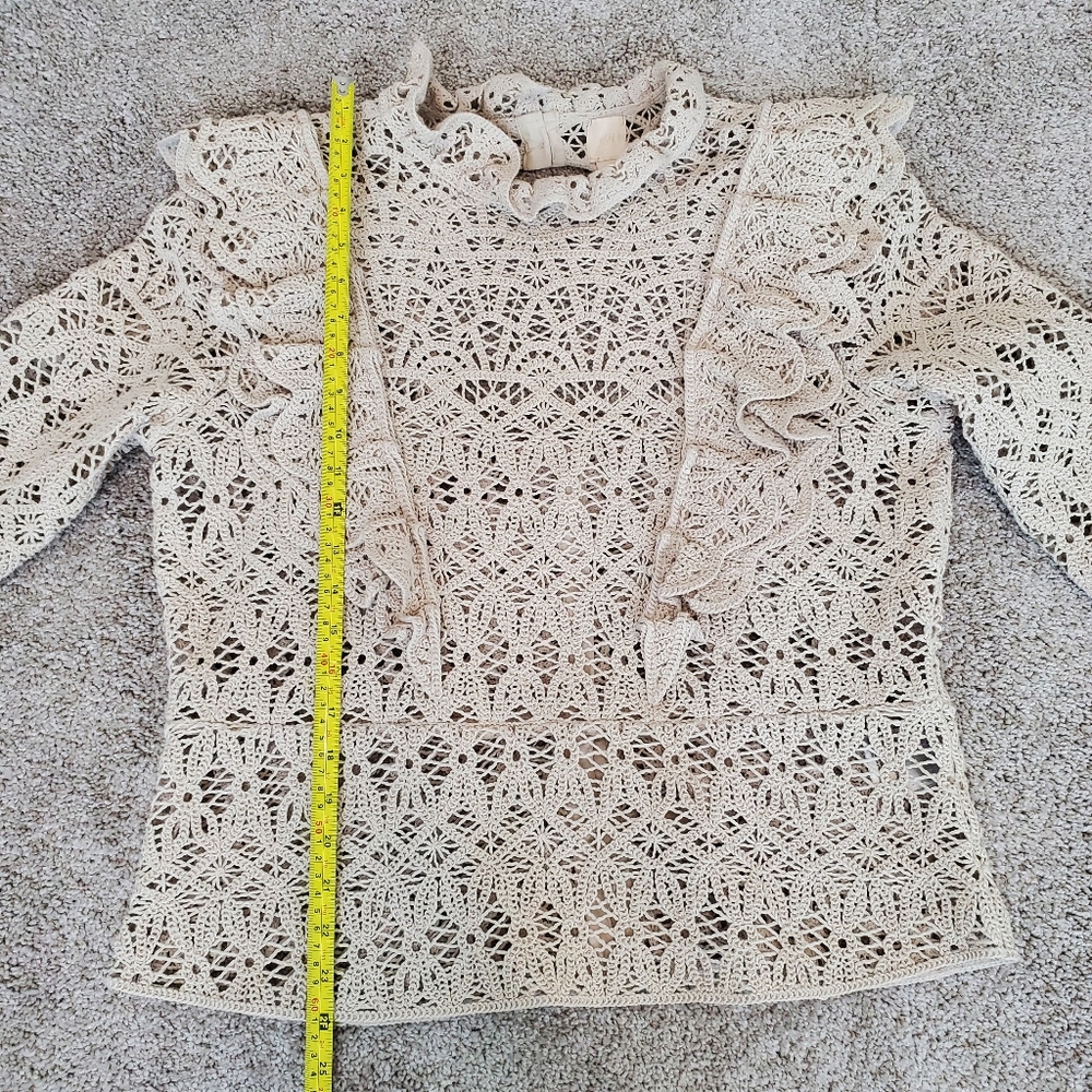 H&M Women's Crochet Ruffle Blouse, Cream (Size XL) - Picture 7 of 8